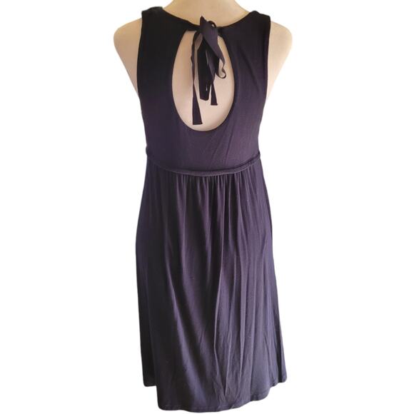 Ann Taylor Loft Blue Rhinestone Neck Open Back Dress Sz Small Petite Sleeveless - Picture 3 of 8